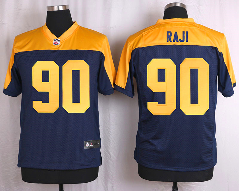 Nike Green Bay Packers #90 Raji Yellow Blue Elite Jersey