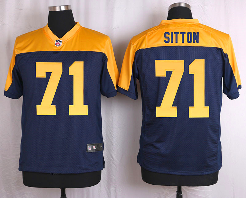 Nike Green Bay Packers #71 Sitton Yellow Blue Elite Jersey