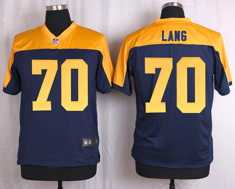 Nike Green Bay Packers #70 Lang Yellow Blue Elite Jersey