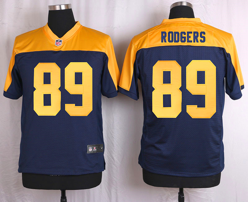 Nike Green Bay Packers #89 Rodgers Yellow Blue Elite Jersey