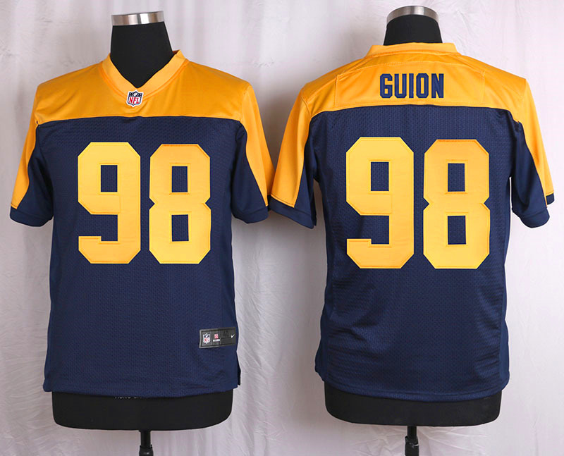 Nike Green Bay Packers #98 Guion Yellow Blue Elite Jersey