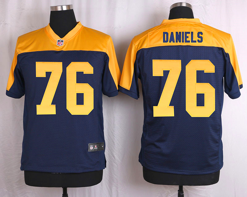 Nike Green Bay Packers #76 Daniels Yellow Blue Elite Jersey