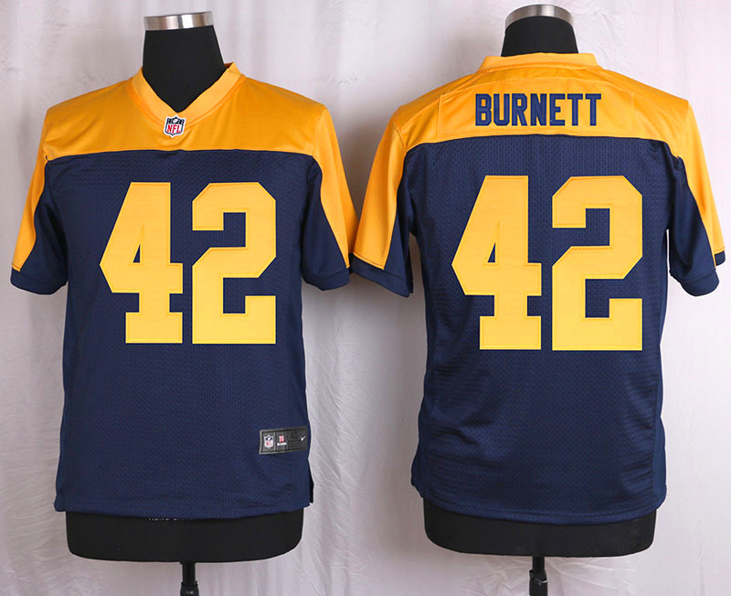 Nike Green Bay Packers #42 Burnett Yellow Blue Elite Jersey