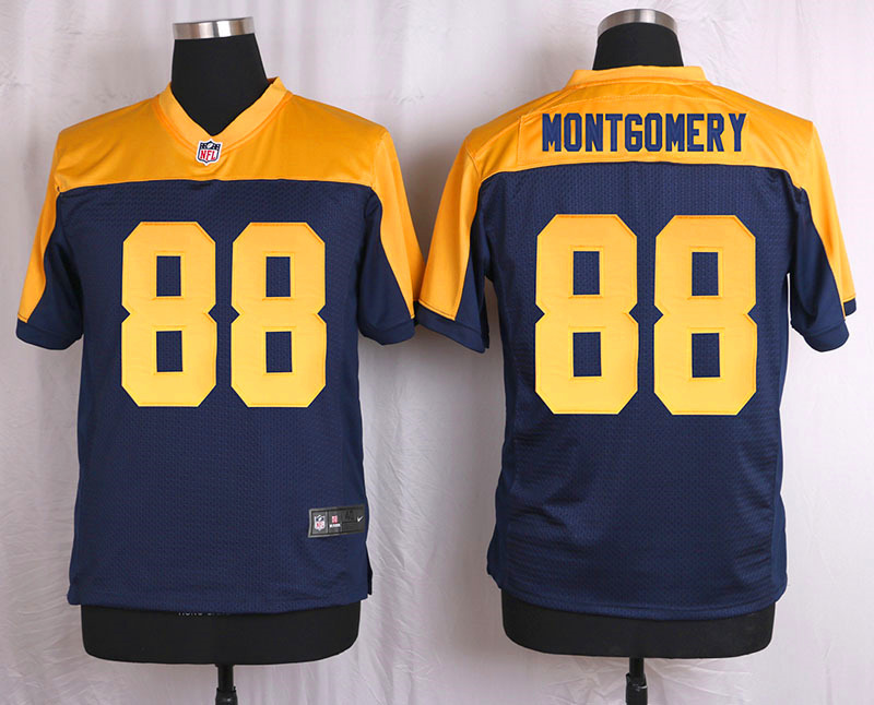 Nike Green Bay Packers #88 Montgomery Yellow Blue Elite Jersey