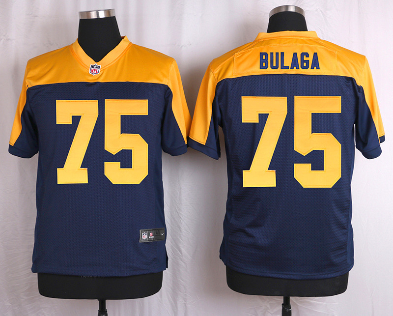 Nike Green Bay Packers #75 Bulaga Yellow Blue Elite Jersey