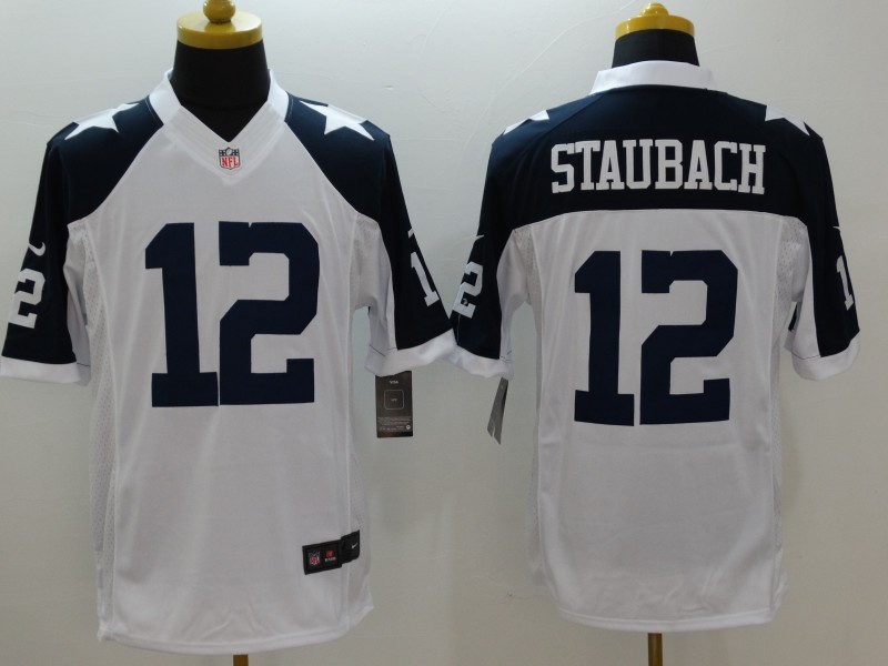 NFL Dallas Cowboys #12 Staubach White Thanksgiving Limited Jersey