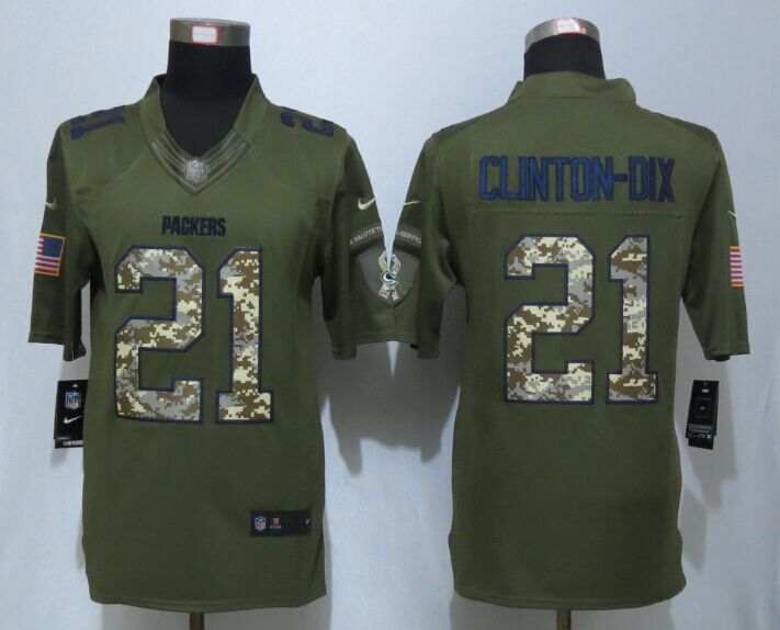 New Nike Green Bay Packers  21 Clinton-Dix Green Salute To Service Limited Jersey