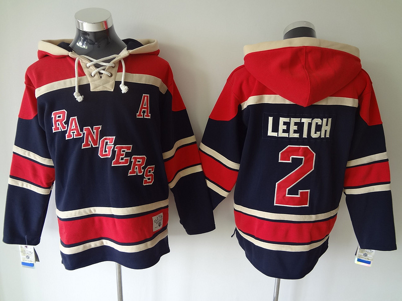 NHL New York rangers #2 Leetch Blue Red Hoodie