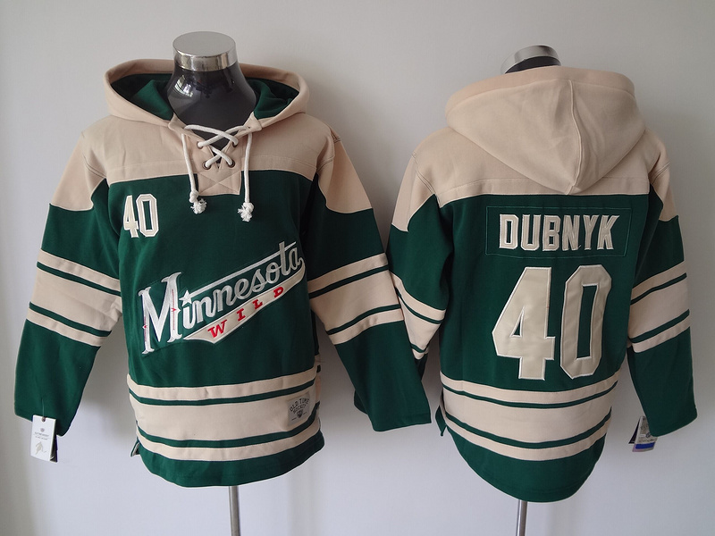 NHL Minnesota Wild #40 Dubnyk Green Hoodie