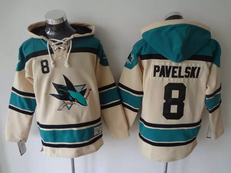 NHL San Jose sharks #8 Pavelski Blue Cream Hoodie