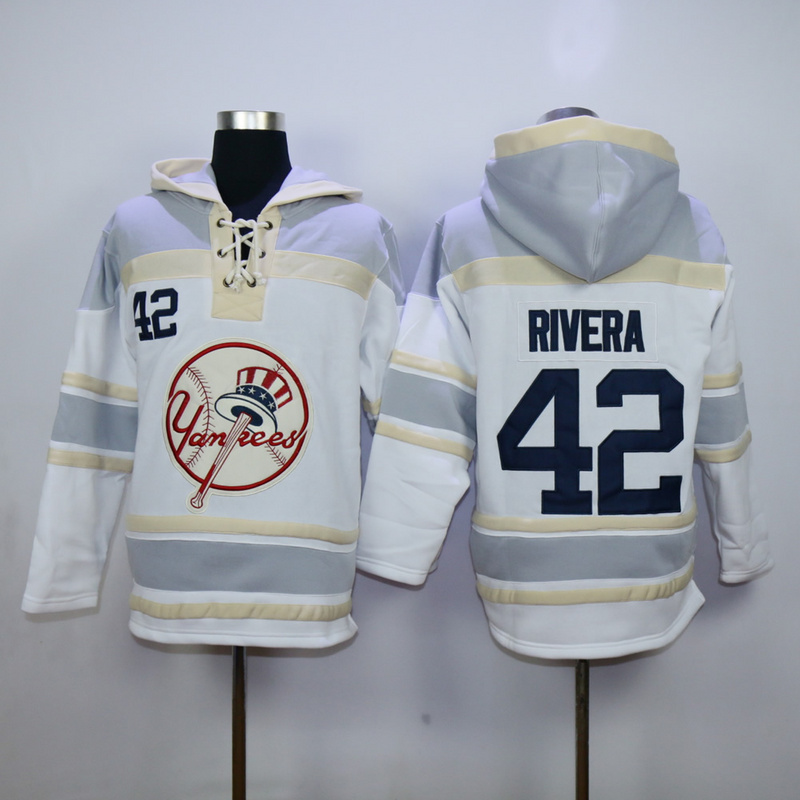 MLB New York Yankees #42 Rivera White Hoodie