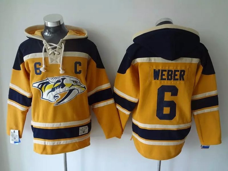 NHL Nashville Predators #6 Weber Yellow Hoodie