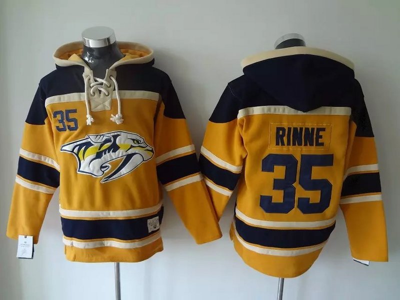NHL Nashville Predators #35 Rinne Yellow Hoodie