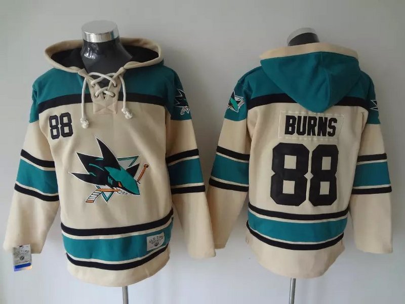 NHL San Jose sharks #88 Burns Blue Cream Hoodie