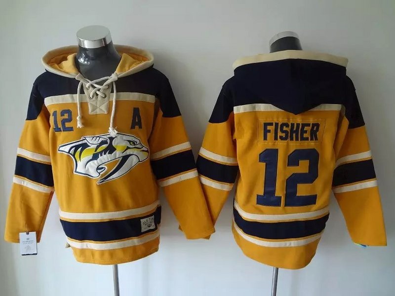 NHL Nashville Predators #12 Fisher Yellow Hoodie