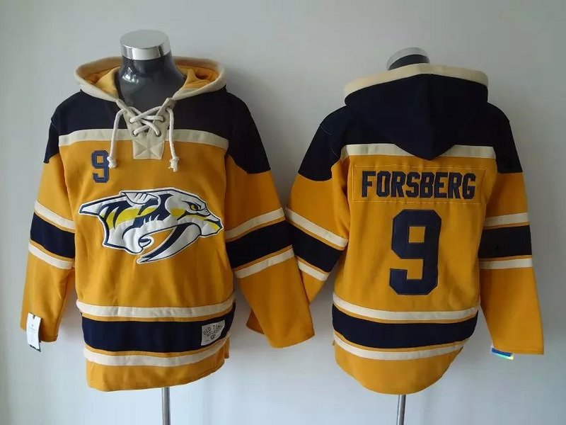 NHL Nashville Predators #9 Forsberg Yellow Hoodie