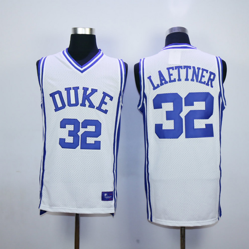 NCAA Duke Blue Devils #32 Christian Laettner  College Basketball White Jersey