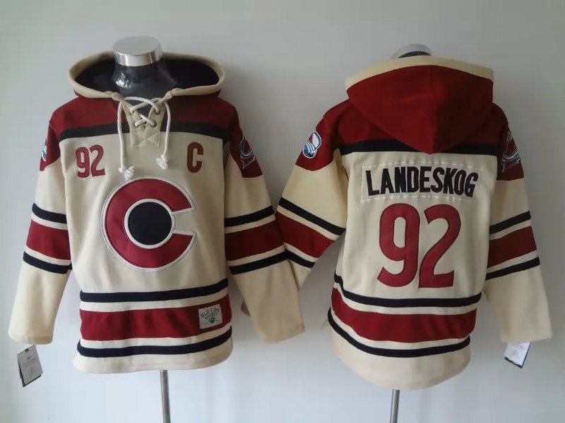 NHL Carolina Hurricanes #92 Landeskog Cream Hoodie