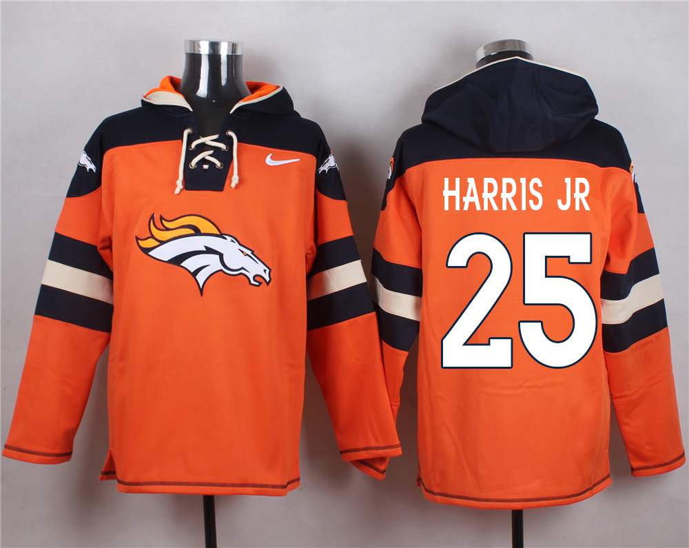 NFL Denver Broncos #25 Harris JR Orange Hoodie