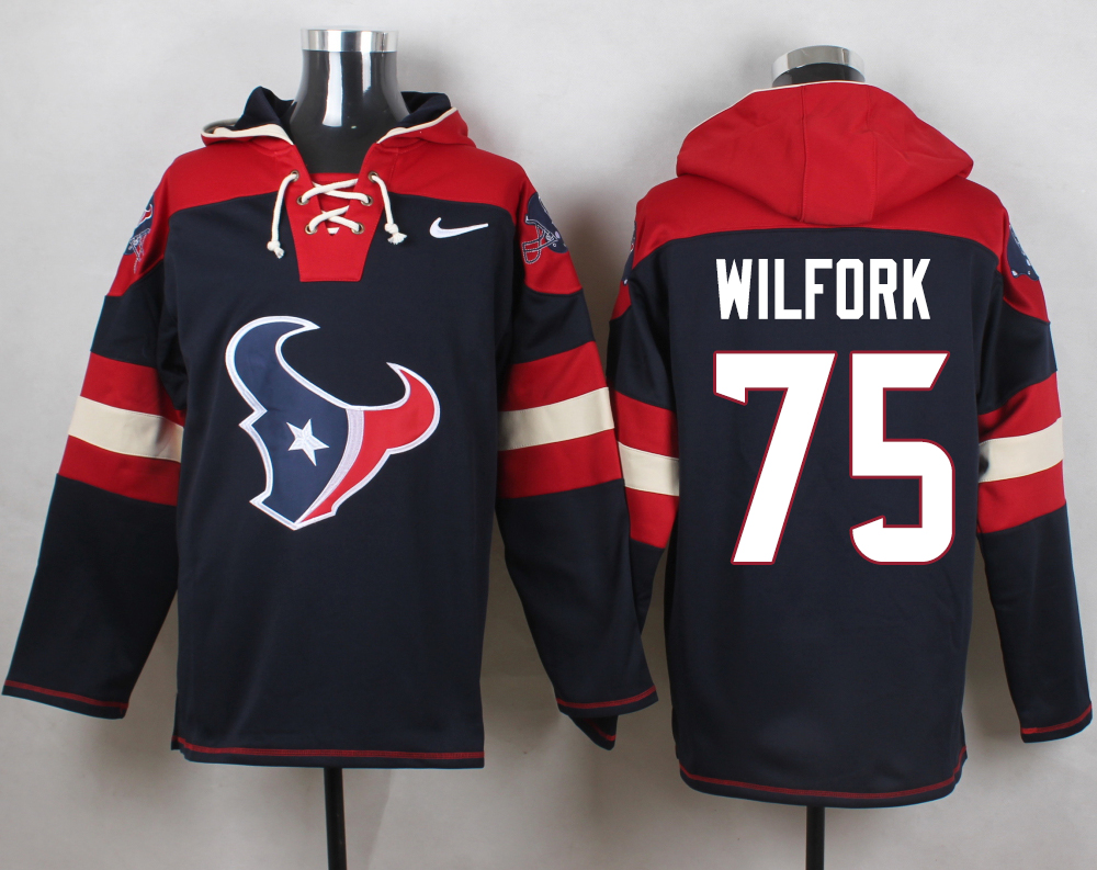 NFL Houston Texans #75 Wilfork Blue Hoodie