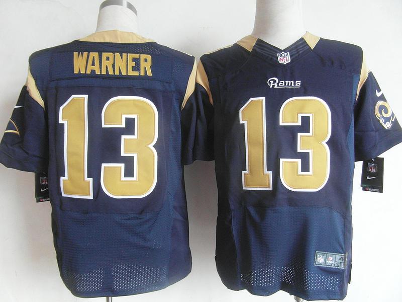Nike St.louis Rams #13 Kurt Warner Blue Elite Jersey