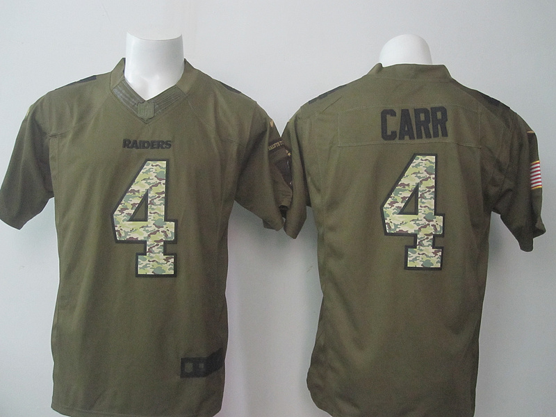 Nike Oakland Raiders #4 Carr Salute for Service Green Limited Jersey