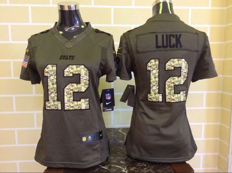 Womens NFL Indianapolis Colts #12 Luck Salute for Service Green Jersey