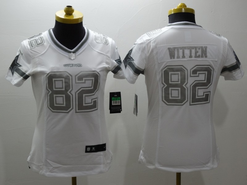 Womens NFL Dallas Cowboys #82 Witten Platinum Jersey 