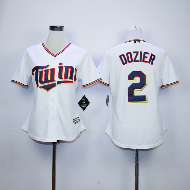 Womens MLB Minnesota Twins #2 Dozier White Jersey