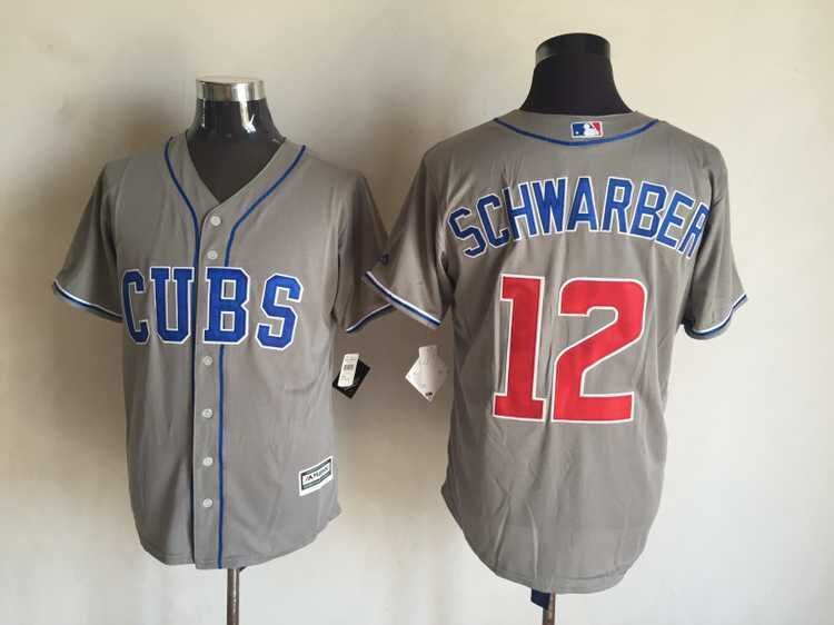 MLB Chicago Cubs #12 Schwarber Grey Jersey