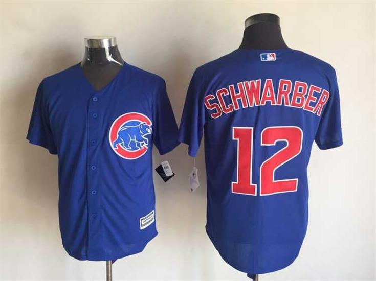 MLB Chicago Cubs #12 Schwarber Blue Jersey