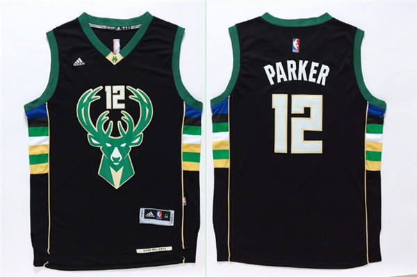 NBA Milwaukee bucks #12 Parker Black Jersey