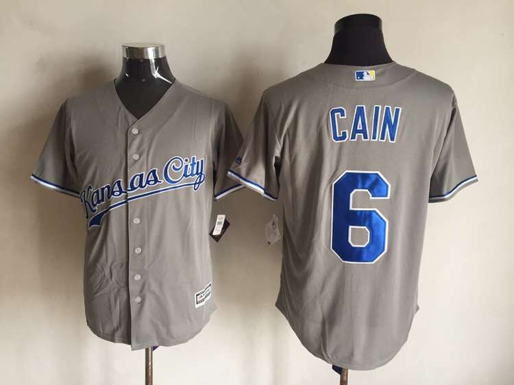 MLB Kansas City Royals #6 Cain Grey Jersey