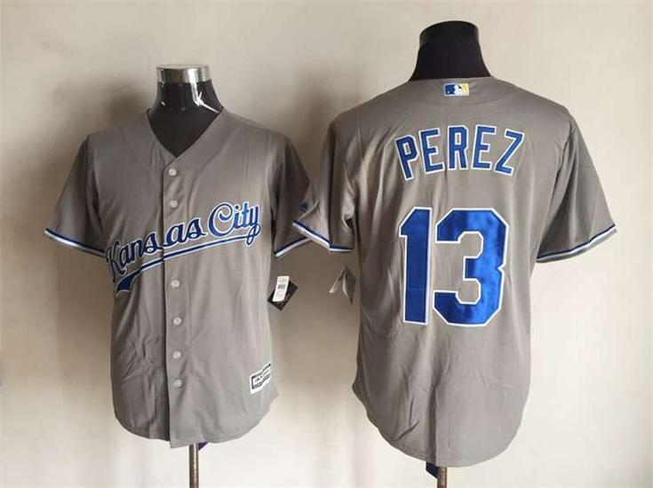 MLB Kansas City Royals #13 Perez Grey Jersey