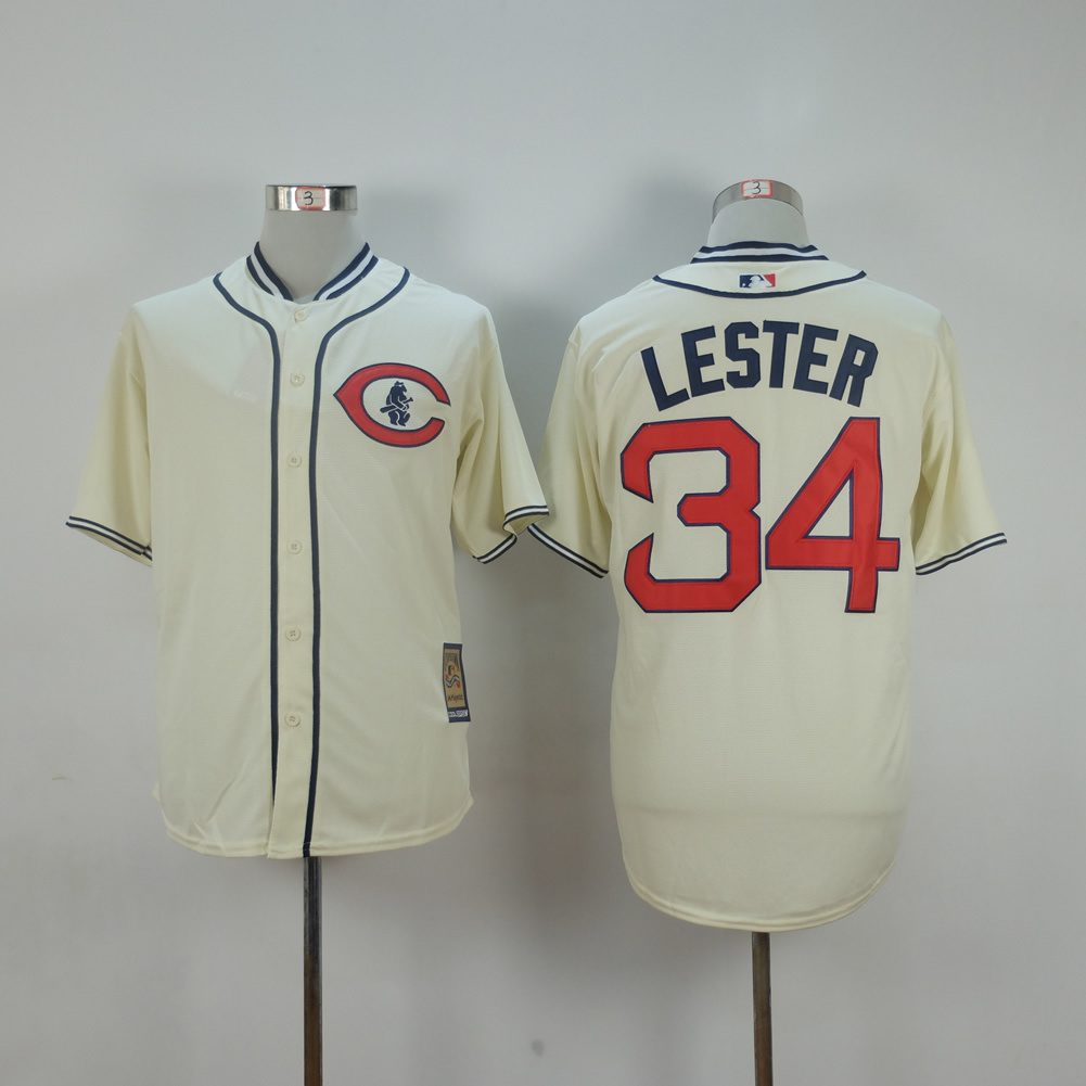 MLB Chicago Cubs #34 Lester Cream Jersey