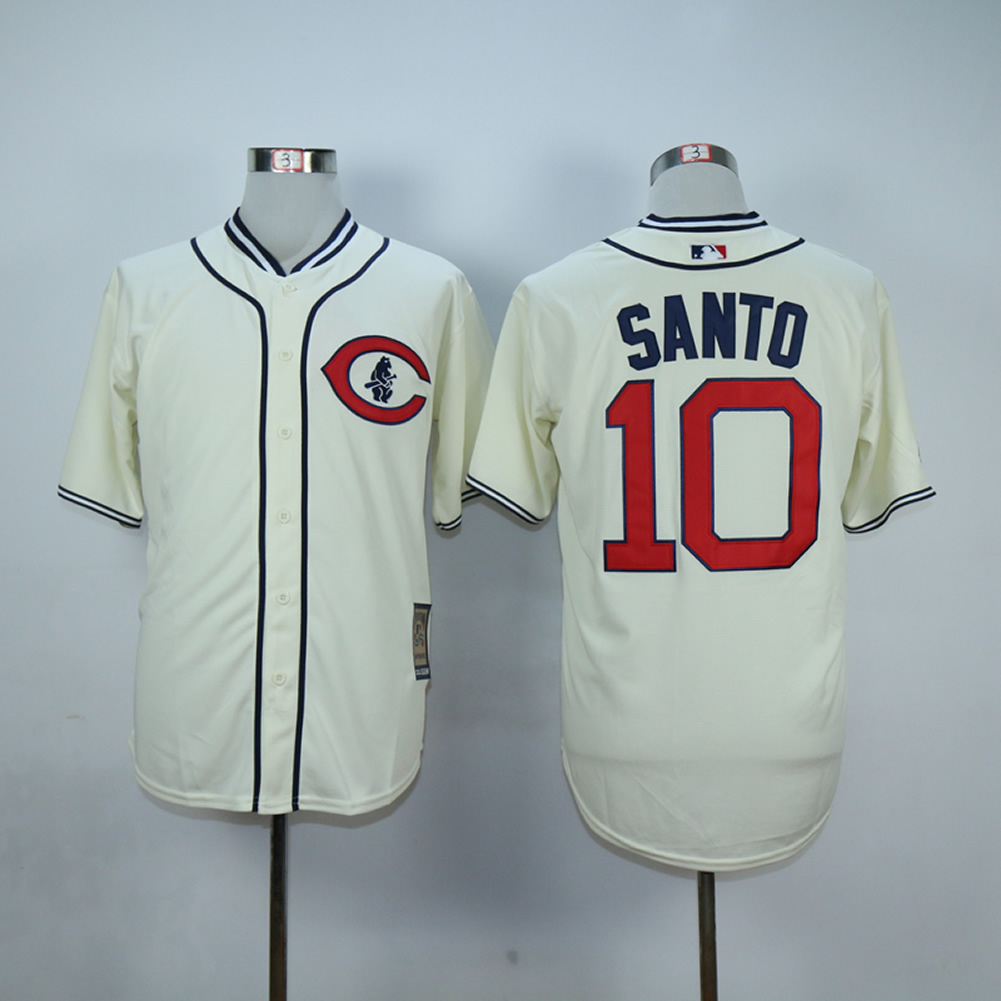 MLB Chicago Cubs #10 Santo Cream Jersey