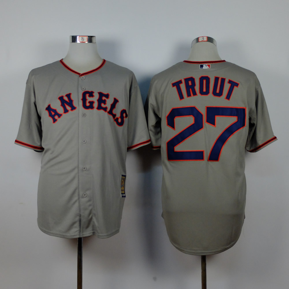 MLB Los Angeles Angels #27 Trout Grey Jersey