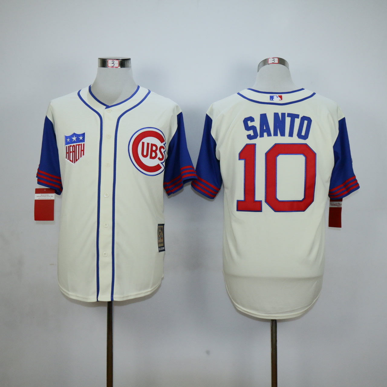 MLB Chicago Cubs #10 Santo Cream Blue Jersey