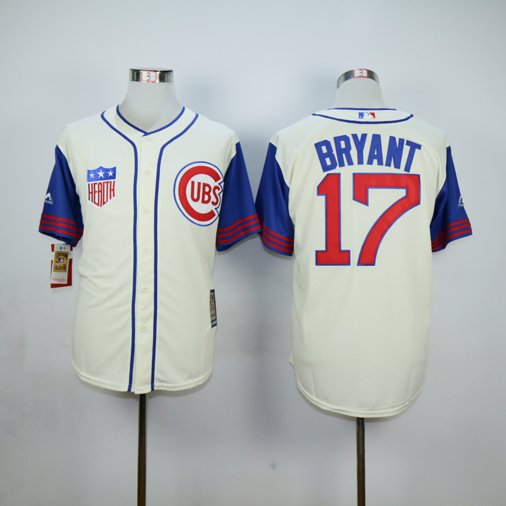 MLB Chicago Cubs #17 Bryant Cream Blue Jersey