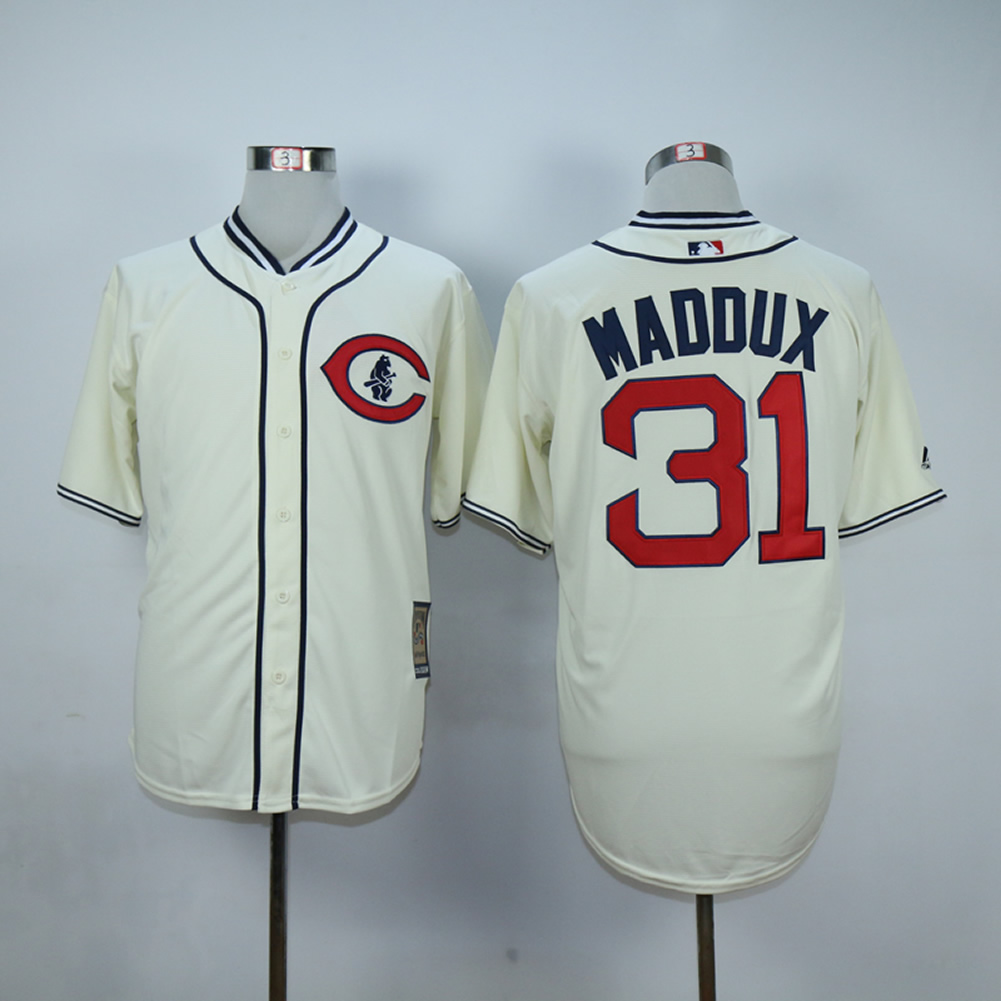 MLB Chicago Cubs #31 Maddux Cream Jersey