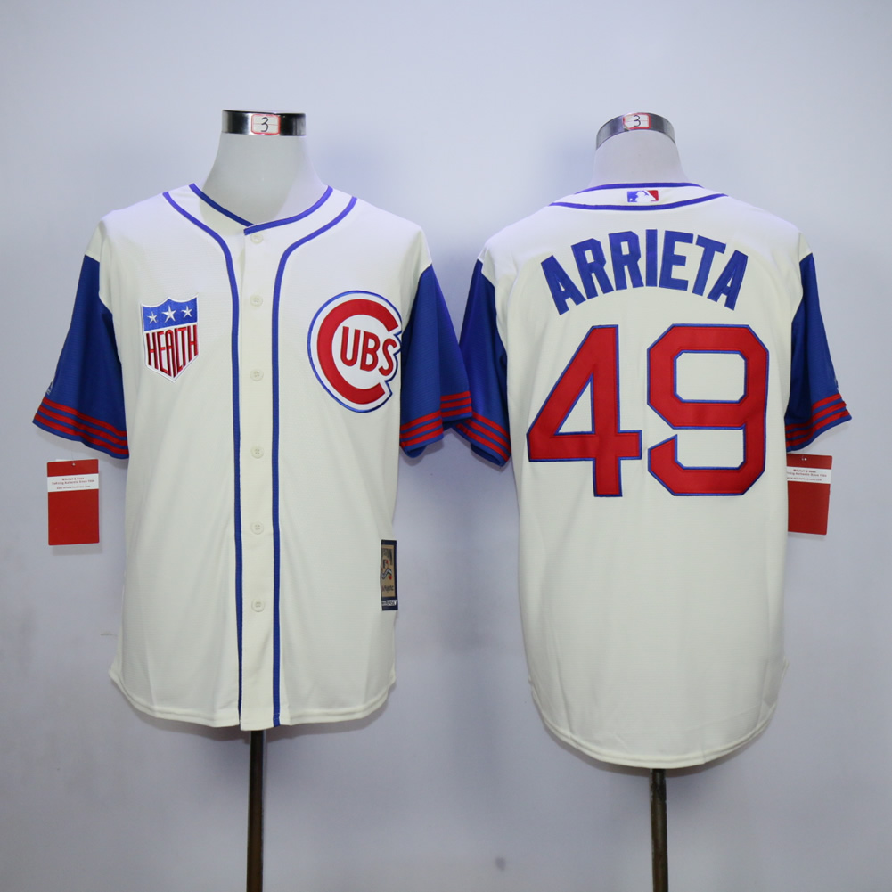 MLB Chicago Cubs #49 Arrieta Cream Blue Jersey