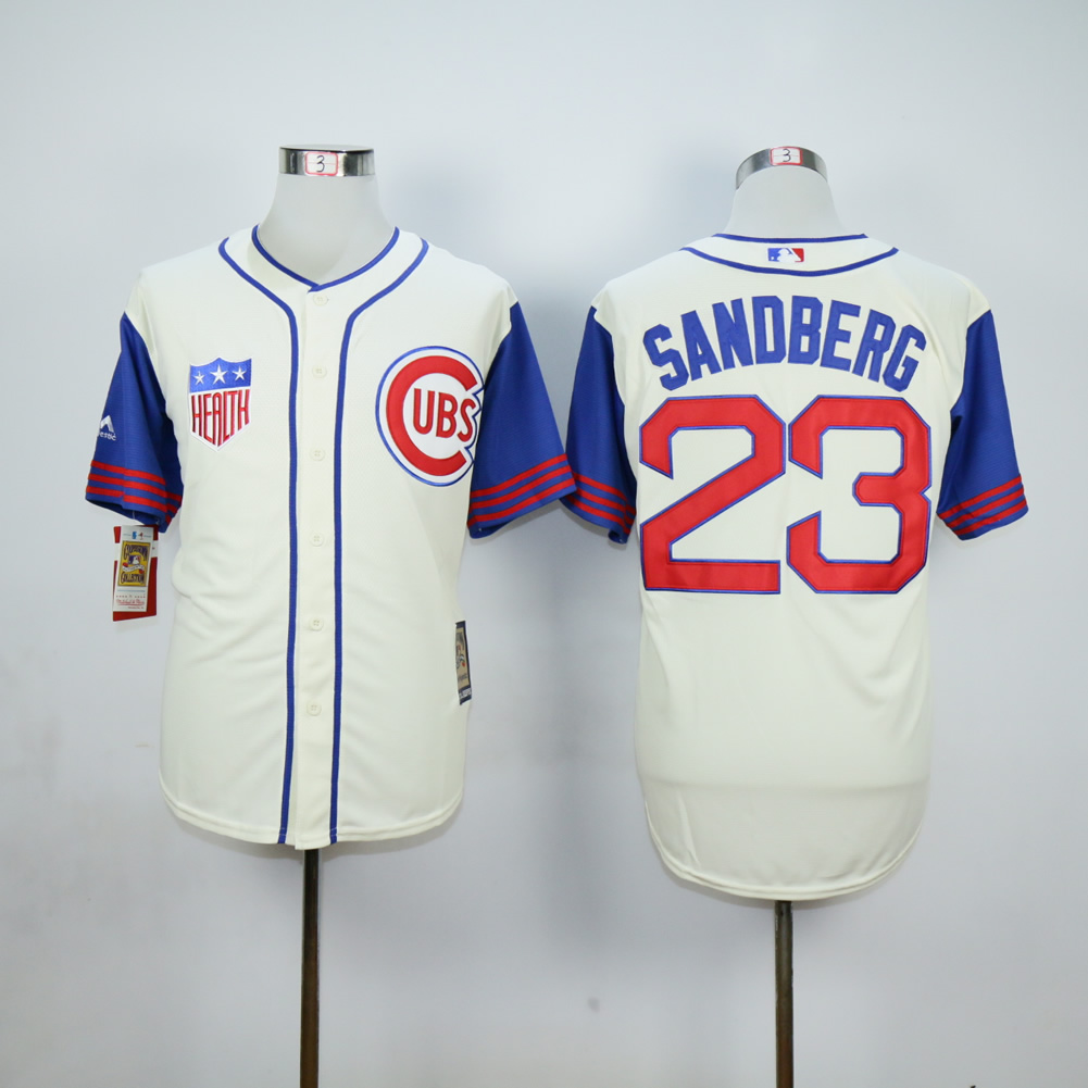 MLB Chicago Cubs #23 Sandberg Cream Blue Jersey