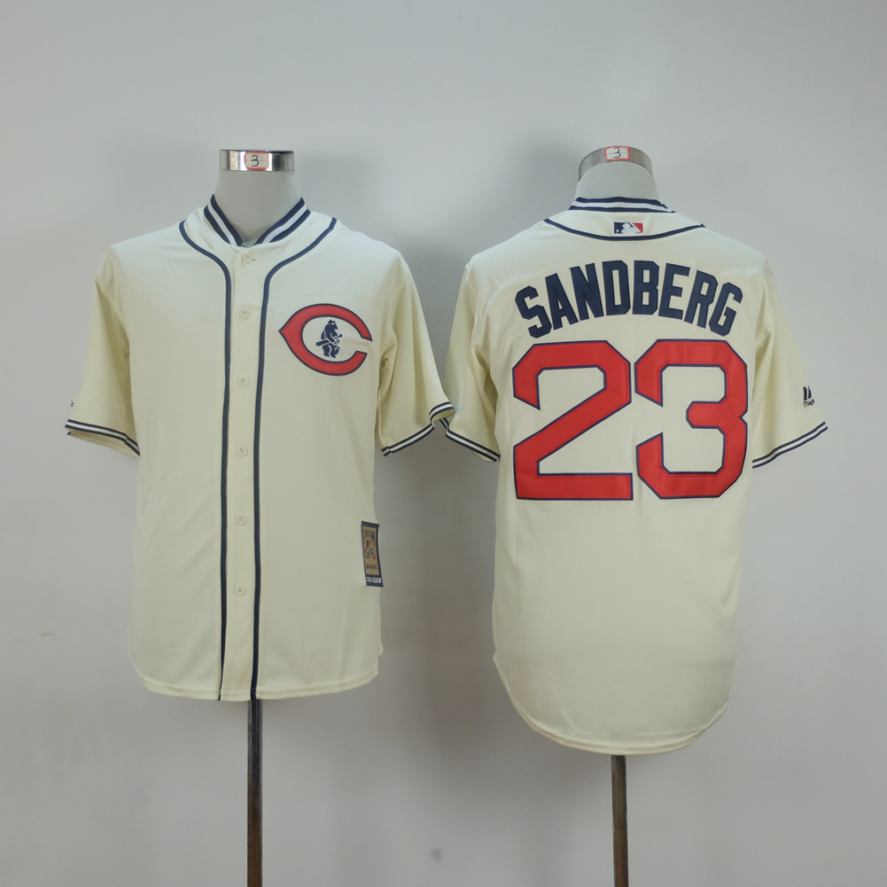 MLB Chicago Cubs #23 Sandberg Cream Jersey