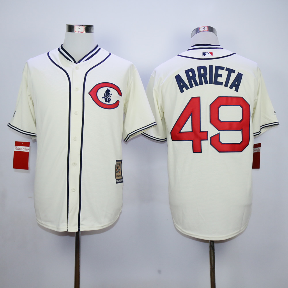 MLB Chicago Cubs #49 Arrieta Cream Jersey