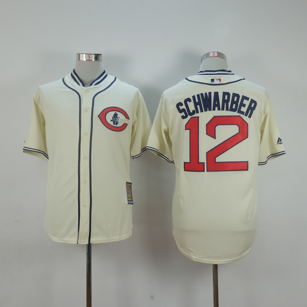 MLB Chicago Cubs #12 Schwarber Cream Jersey