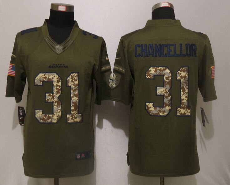 New Nike Seattle Seahawks 31 Chancellor Green Salute To Service Limited Jersey