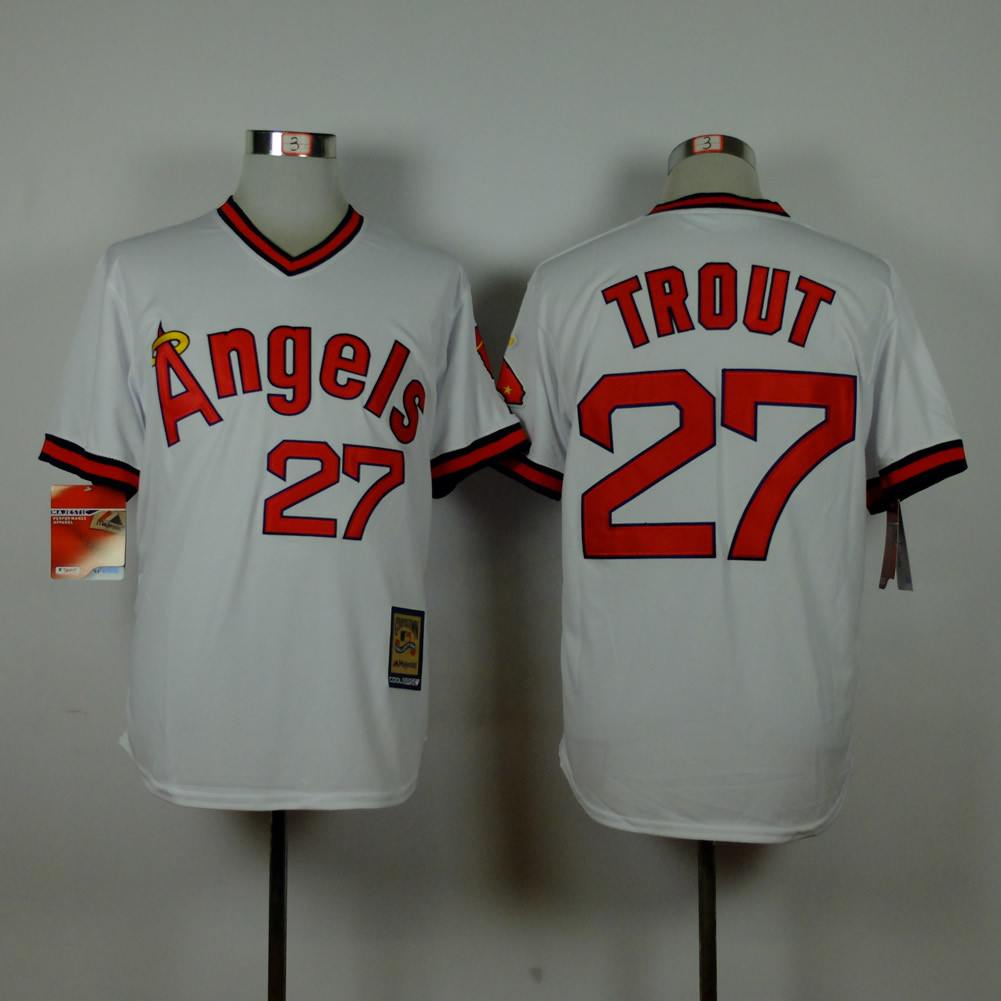 MLB Los Angeles Angels #27 Trout White Pullover Jersey