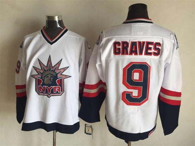 NHL New York Rangers #9 Graves White Jersey