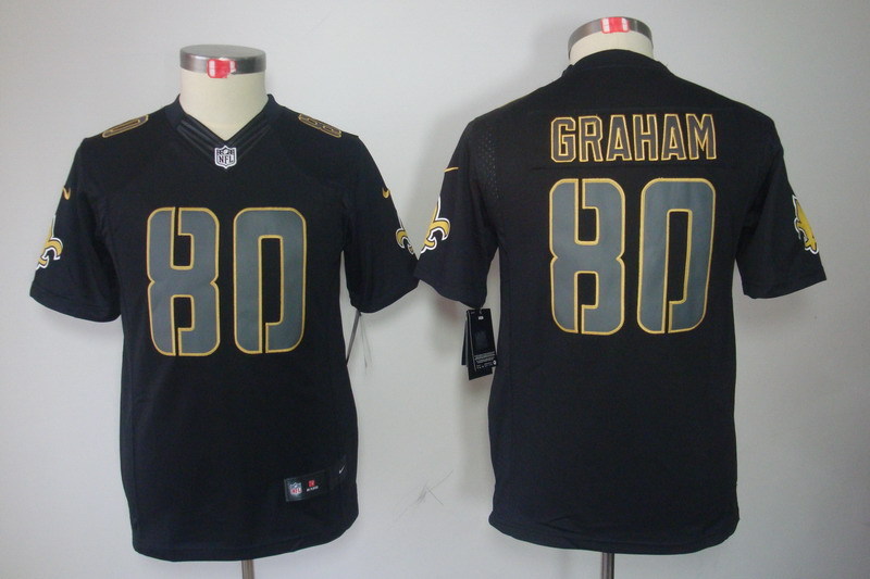 Kidss New Orleans Saints #80 Graham Impact Limited Black Jersey