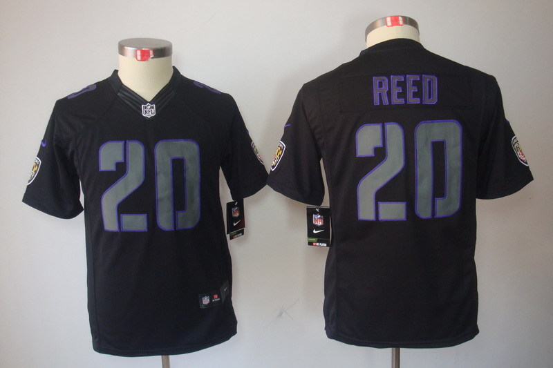 Kidss Baltimore Ravens #20 Reed Impact Limited Black Jersey